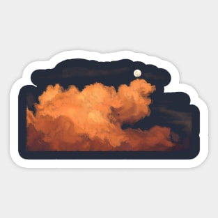 Moon Sunset Clouds Pastel Illustration Sticker